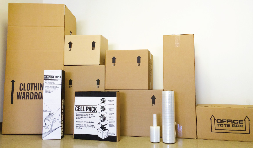 picture of stacked boxes and several other packing materials